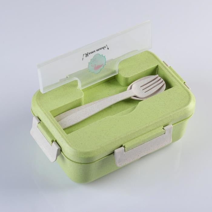 Ланч бокс с отделениями для еды, контейнер для еды, 1.1 л, 21.5 х 7.6 х 15 см, цвет серый