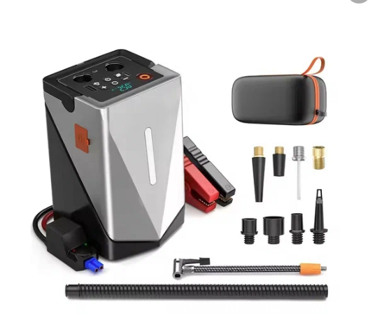 Пусковое устройство для автомобиля, пусковой ток 2500А, 14800 мАч / 4в1: ПЗУ с компрессором, powerbank, LED-фонарем Пусковое устройство для автомобиля, пусковой ток 2500А, 14800 мАч / 4в1: ПЗУ с компрессором, powerbank, LED-фонарем