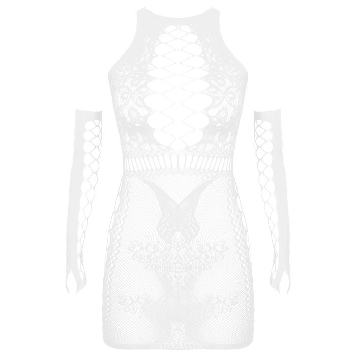 Эротическое белье Оки-Чпоки, крупная сетка на груди и бедрах, с рукавами OS, белый