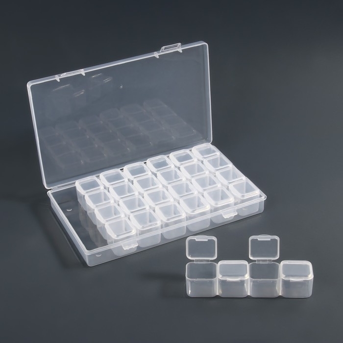 Органайзер для декора, 7 блоков, 4 ячейки, 17,5 &times; 10,5 &times; 2,7 см, цвет прозрачный