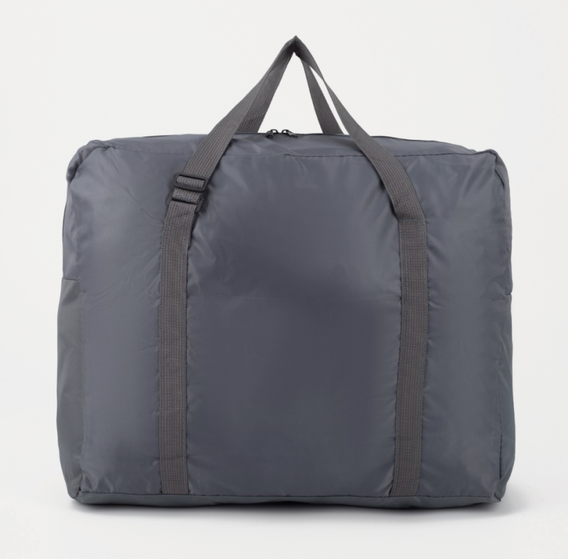 Сумка дорожная на молнии, складная в косметичку, наружный карман, цвет серый/голубой