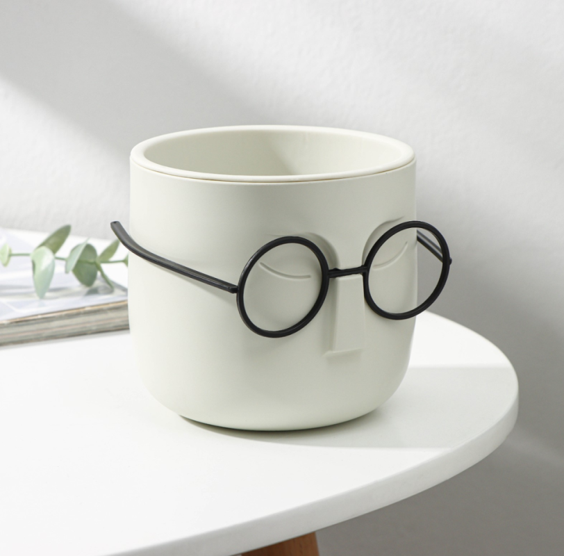 "Кашпо для цветов со вставкой «Стив», 650 мл, d=11,5 см, h=10,5 см, цвет белый ротанг "