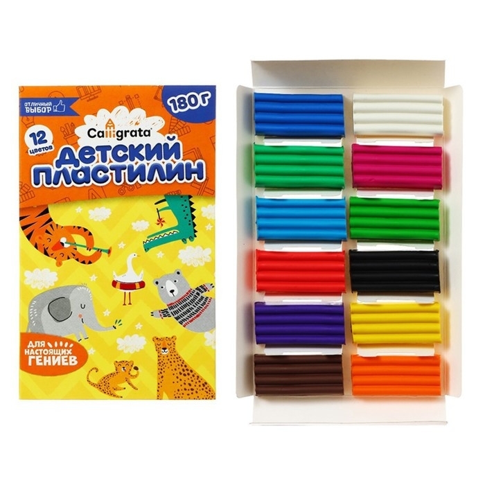 Пластилин Calligrata, 12 цветов, 180 г Пластилин Calligrata, 12 цветов, 180 г