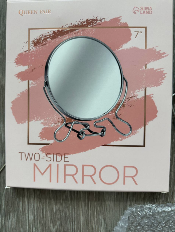 Зеркало настольное - подвесное «Круг», двустороннее, с увеличением, d зеркальной поверхности 16 см, цвет серебристый