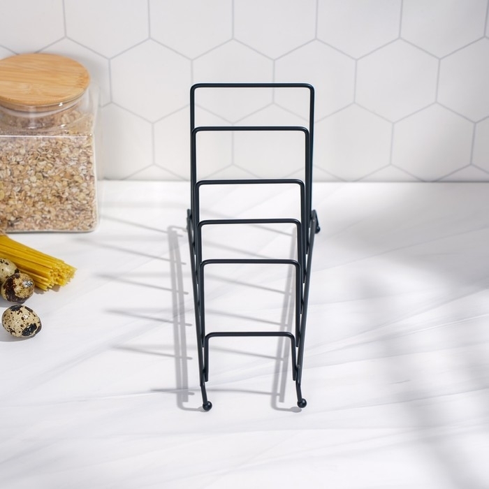 Подставка для крышек на 5 предметов Доляна, 28,5×12,5×16,5 см, цвет чёрный Подставка для крышек на 5 предметов Доляна, 28,5×12,5×16,5 см, цвет чёрный