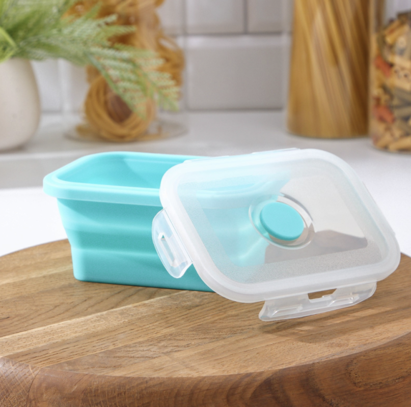 Контейнер складной с крышкой Доляна &laquo;Коста&raquo;, 400 мл, 12,5&times;9&times;6,4 см, цвет бирюзовый