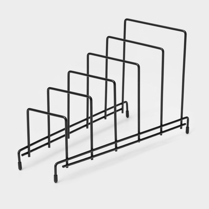 Подставка для крышек на 5 предметов Доляна, 28,5×12,5×16,5 см, цвет чёрный Подставка для крышек на 5 предметов Доляна, 28,5×12,5×16,5 см, цвет чёрный