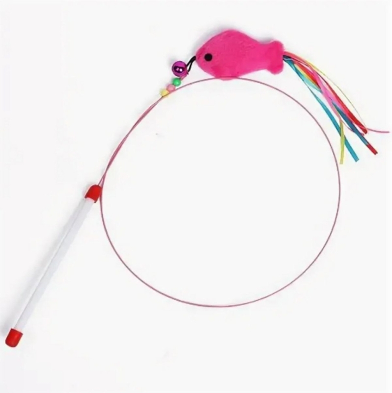 Удочка дразнилка для кошек металлическая с мягкой рыбкой