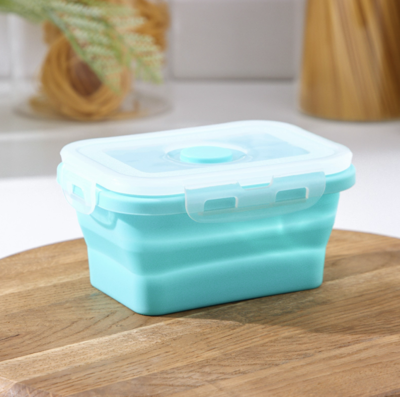 Контейнер складной с крышкой Доляна &laquo;Коста&raquo;, 400 мл, 12,5&times;9&times;6,4 см, цвет бирюзовый