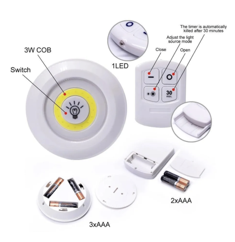 Cветодиодный светильник LED light with Remote Control set of 3 Cветодиодный светильник LED light with Remote Control set of 3