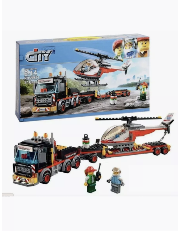 Конструктор Сити Перевозчик вертолета 310 деталей Конструктор Сити Перевозчик вертолета 310 деталей
